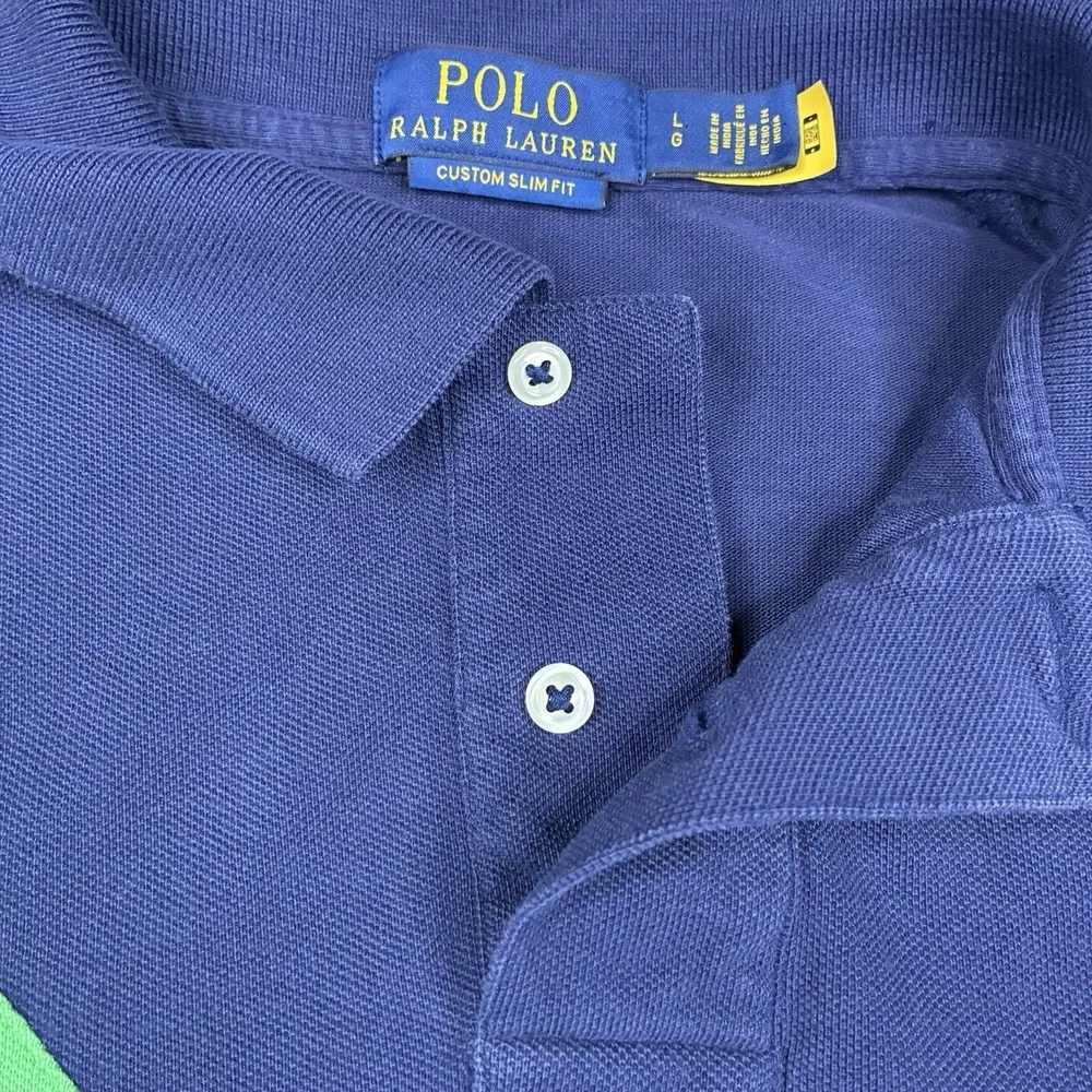 Polo Ralph Lauren Big Pony Sash Polo Shirt Men's Large Fits S/M Blue Slim Fit